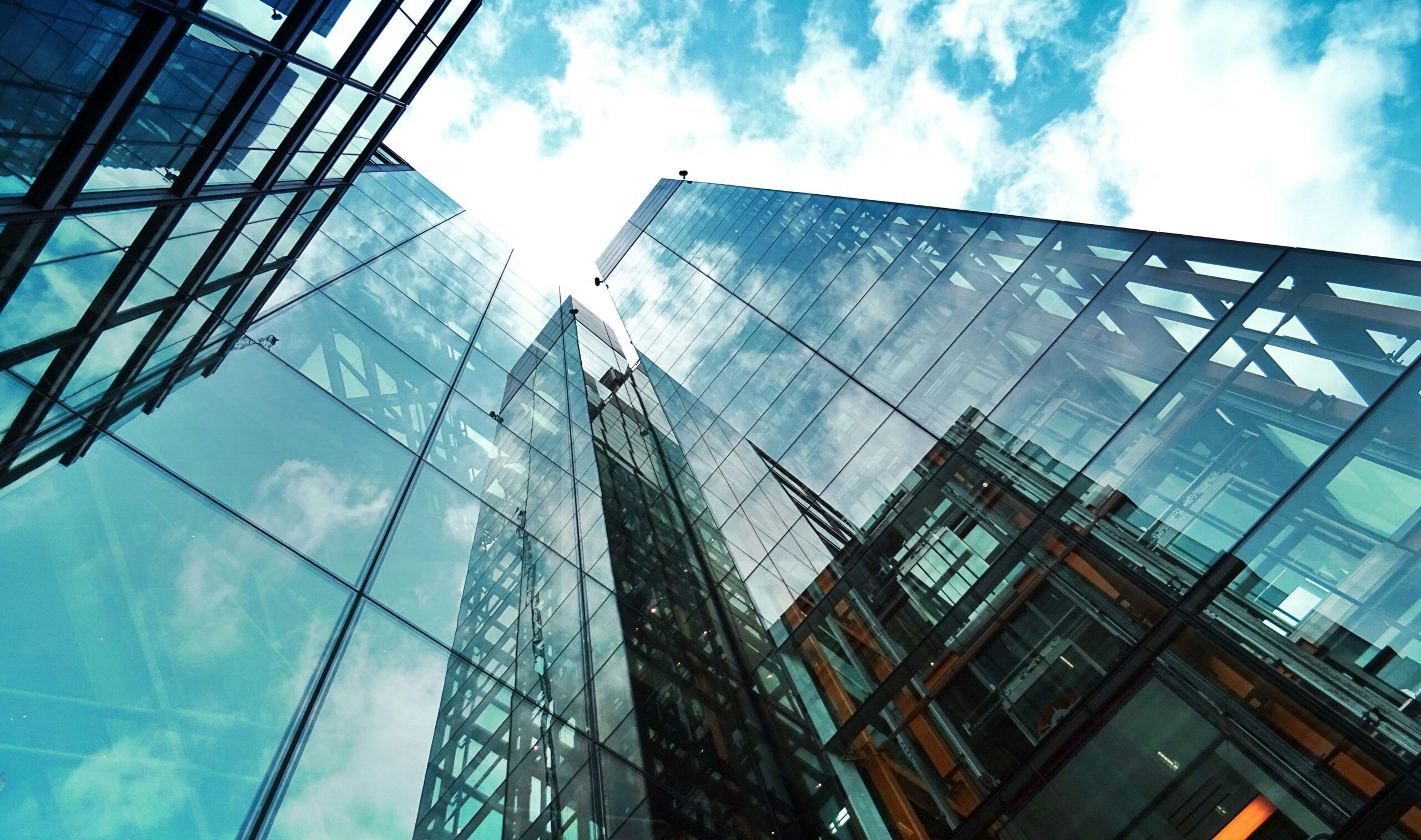 Ground view of skyscrapers